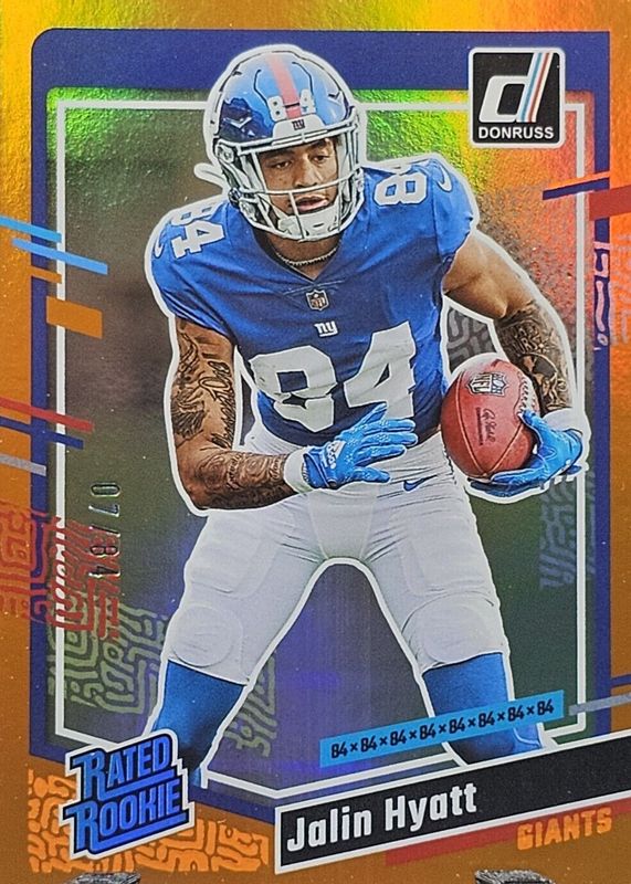 Jalin Hyatt 2023 Donruss #378 Jersey Number (/84) Rookie RAW