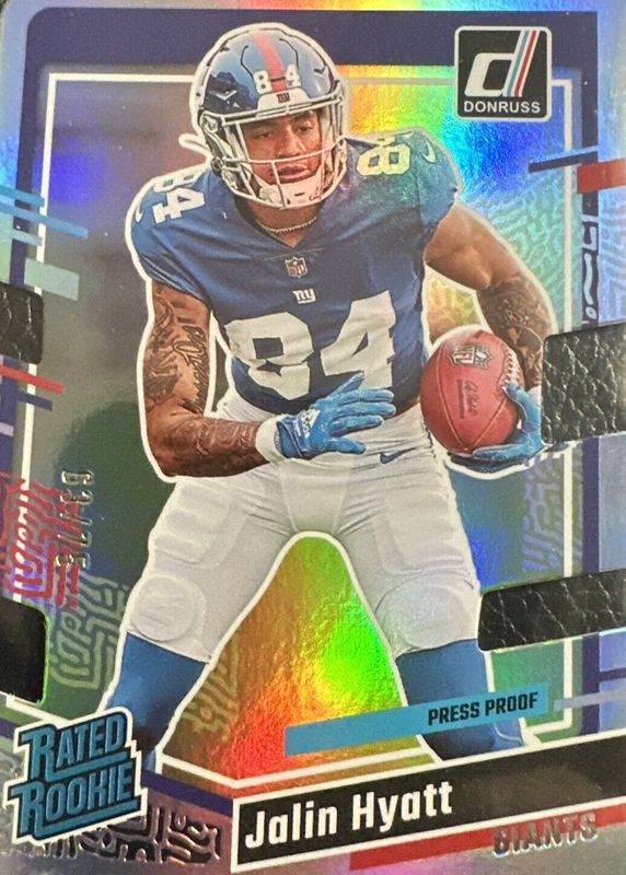 Jalin Hyatt 2023 Donruss #378 Press Proof Silver Die-Cut /75 Rookie SGC 10