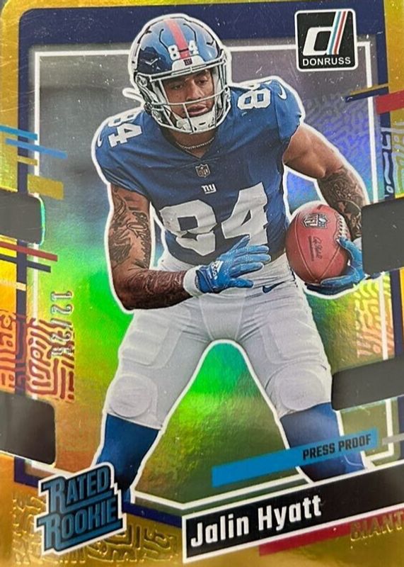 Jalin Hyatt 2023 Donruss #378 Press Proof Gold Die-Cut /25 Rookie SGC 10