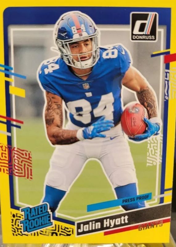 Jalin Hyatt 2023 Donruss #378 Press Proof Yellow Rookie RAW