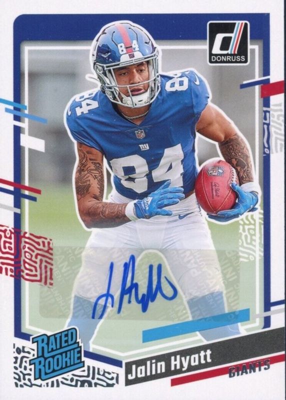 Jalin Hyatt 2023 Donruss #378 Rated Rookie Autographs Rookie BGS 9.5