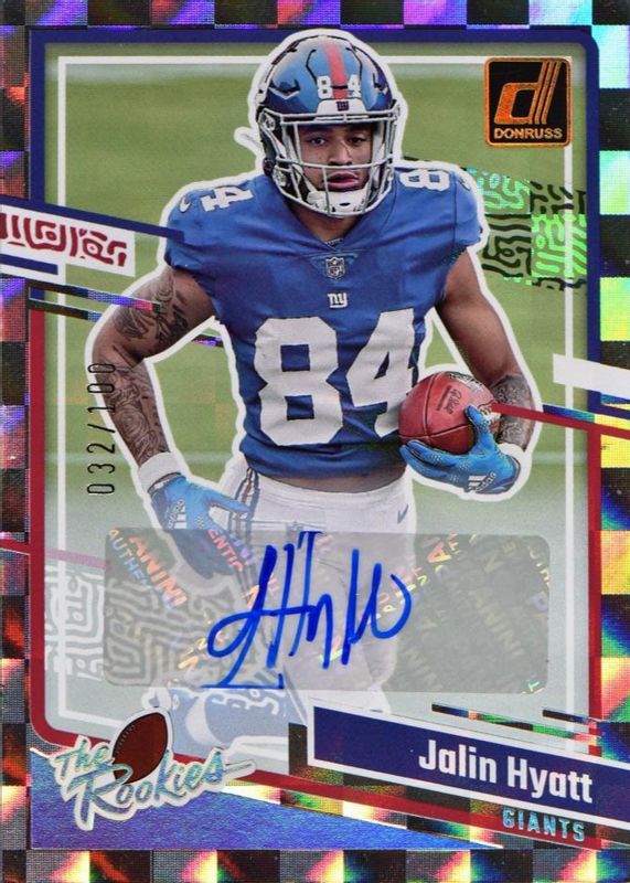 Jalin Hyatt 2023 Donruss #23 The Rookies Autographs (/100) Rookie RAW