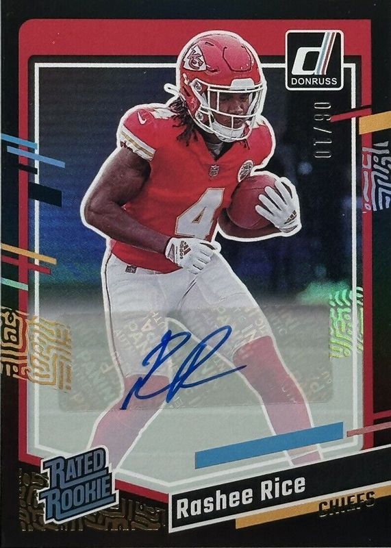 Rashee Rice 2023 Donruss #350 Rated Rookie Autographs - Black /10 Rookie SGC 10