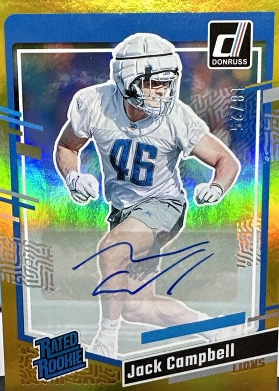 Jack Campbell 2023 Donruss #330 Rated Rookie Autographs - Gold /25 RAW