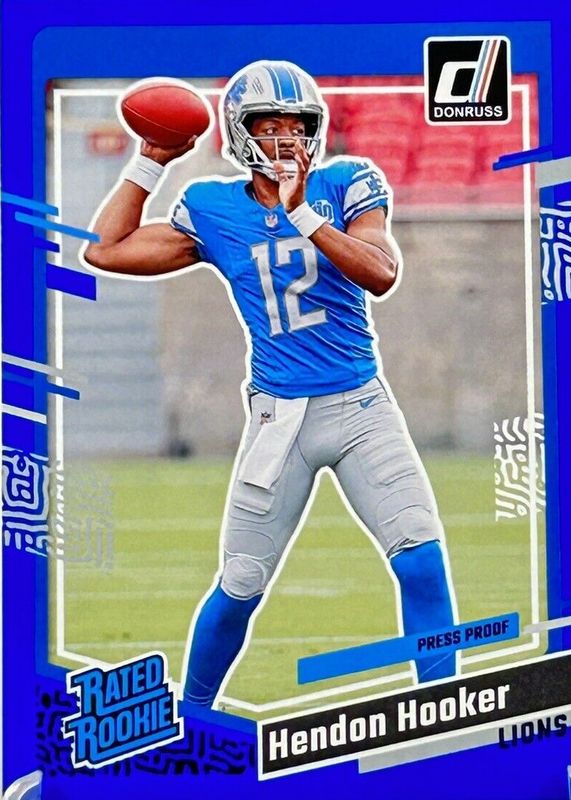 Hendon Hooker 2023 Donruss #329 Press Proof Blue Rookie RAW