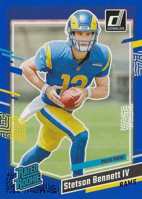 Stetson Bennett IV 2023 Donruss #358 Press Proof Blue Rookie PSA 10