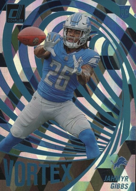 Jahmyr Gibbs 2023 Donruss #VOR-23 Vortex - Cubic /50 Rookie RAW