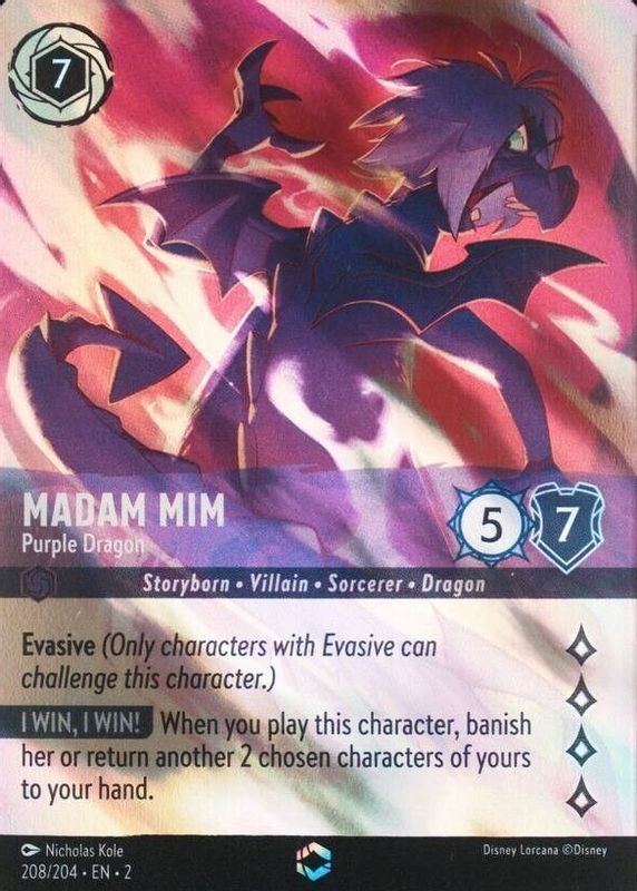 Madam Mim - Purple Dragon 2023 Rise of the Floodborn #208/204 Enchanted (Alternate Art) PSA 10