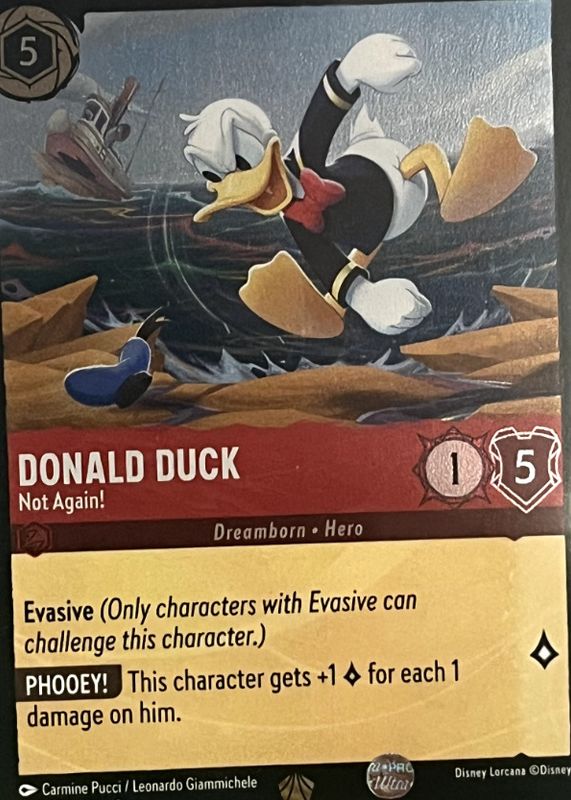 Donald Duck - Not Again! 2023 Rise of the Floodborn #106/204 Cold Foil RAW TCG (NEAR MINT)