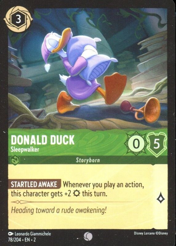 Donald Duck - Sleepwalker 2023 Rise of the Floodborn #78/204 Base RAW TCG (NEAR MINT)