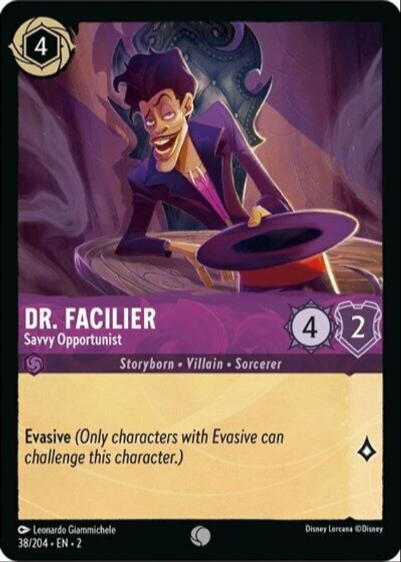 Dr. Facilier - Savvy Opportunist 2023 Rise of the Floodborn #38/204 Base RAW TCG (NEAR MINT)