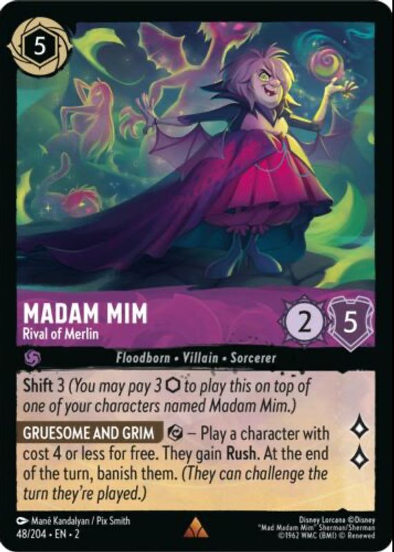 Madam Mim - Rival of Merlin 2023 Rise of the Floodborn #48/204 Cold Foil RAW TCG (NEAR MINT)