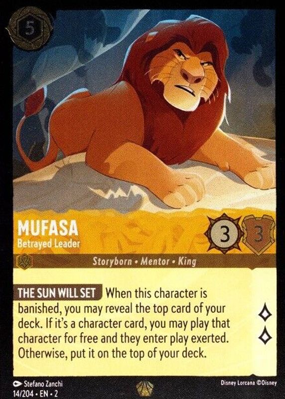 Mufasa - Betrayed Leader 2023 Rise of the Floodborn #14/204 Cold Foil RAW TCG (NEAR MINT)