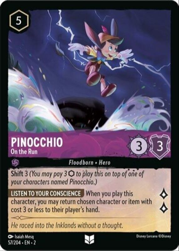 Pinocchio - On the Run 2023 Rise of the Floodborn #57/204 Base RAW TCG (NEAR MINT)