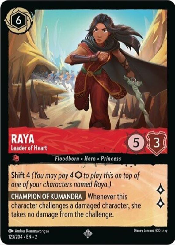 Raya - Leader Of Heart 2023 Rise of the Floodborn #123/204 Base RAW TCG (NEAR MINT)