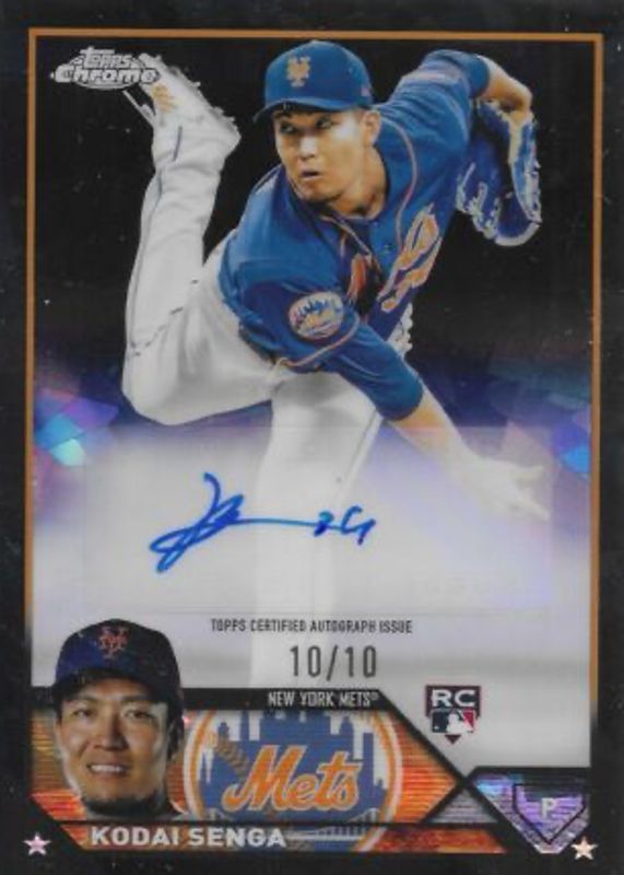 Kodai Senga 2023 Topps Chrome Update Sapphire Edition #USA-KS Autographs - Black /10 Rookie PSA 10