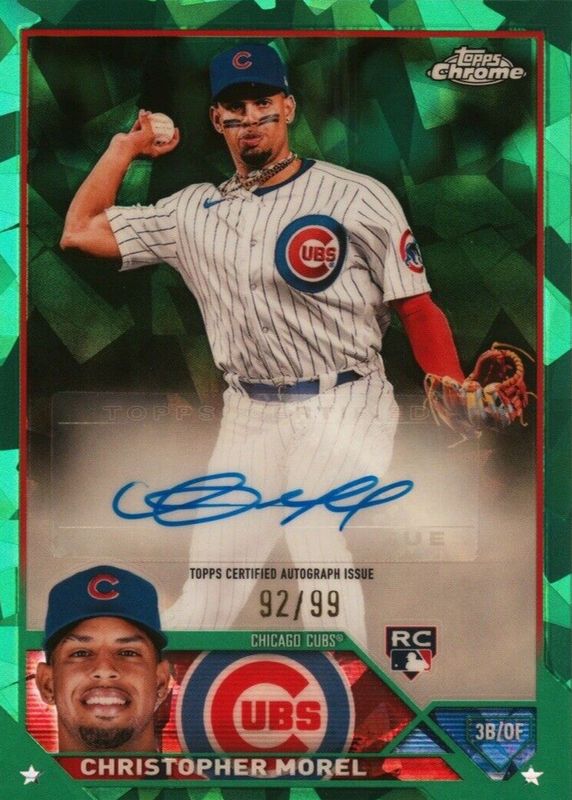 Christopher Morel 2023 Topps Chrome Update Sapphire Edition #USA-CM Autographs - Green /99 Rookie RAW