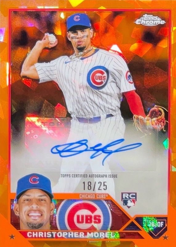 Christopher Morel 2023 Topps Chrome Update Sapphire Edition #USA-CM Autographs - Orange /25 Rookie SGC 9.5