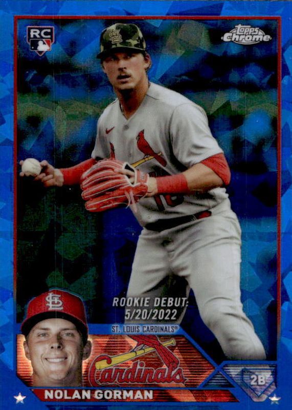 Nolan Gorman 2023 Topps Chrome Update Sapphire Edition #USCS221 Rookie Debut Rookie PSA 10