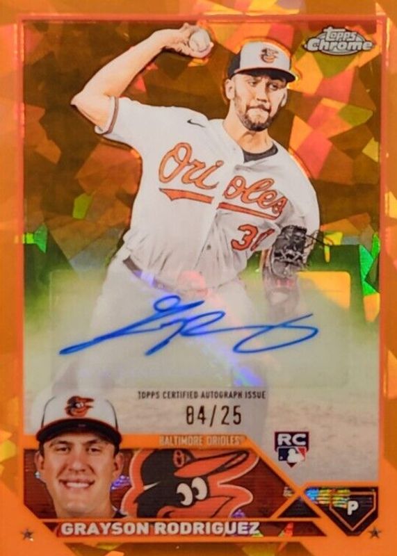 Grayson Rodriguez 2023 Topps Chrome Update Sapphire Edition #USA-GR Autographs - Orange /25 Rookie PSA 10