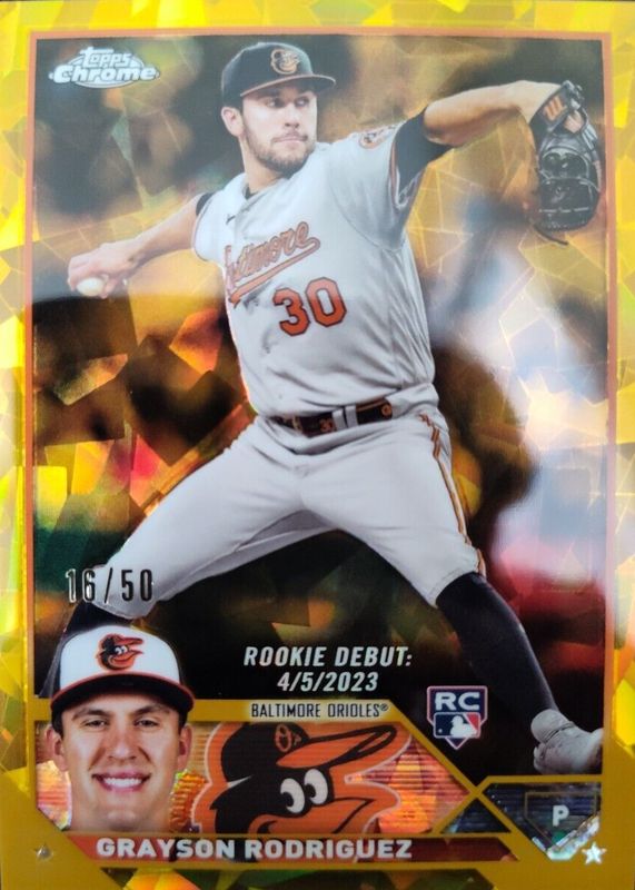 Grayson Rodriguez 2023 Topps Chrome Update Sapphire Edition #USCS35 Rookie Debut - Gold /50 Rookie SGC 9.5