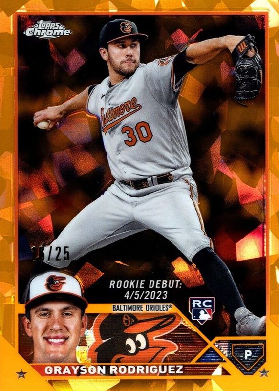 Grayson Rodriguez 2023 Topps Chrome Update Sapphire Edition #USCS35 Rookie Debut - Orange /25 PSA 10