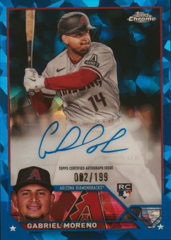 Gabriel Moreno 2023 Topps Chrome Update Sapphire Edition #USA-GM Autographs /199 Rookie SGC 9