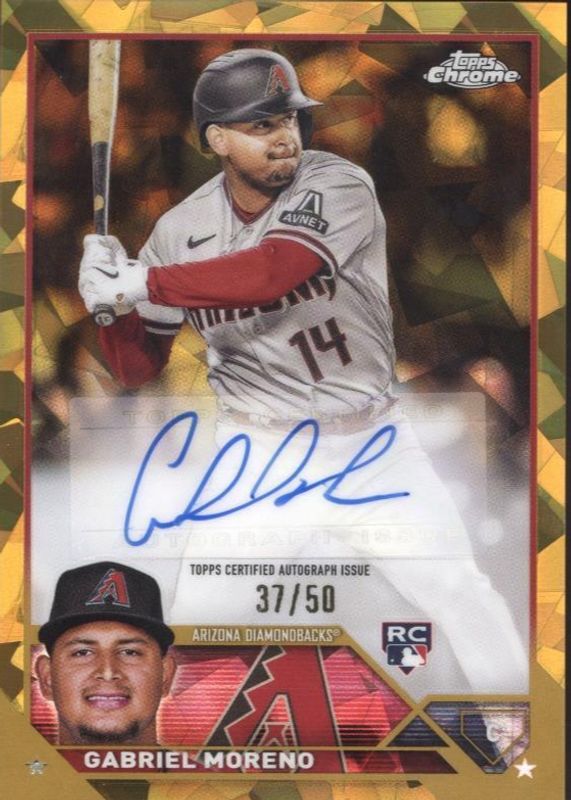 Gabriel Moreno 2023 Topps Chrome Update Sapphire Edition #USA-GM Autographs - Gold /50 Rookie BGS 9.5