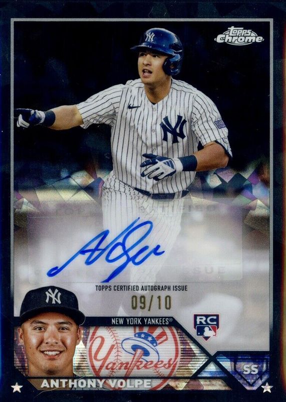 Anthony Volpe 2023 Topps Chrome Update Sapphire Edition #USA-AV Autographs - Black /10 Rookie RAW