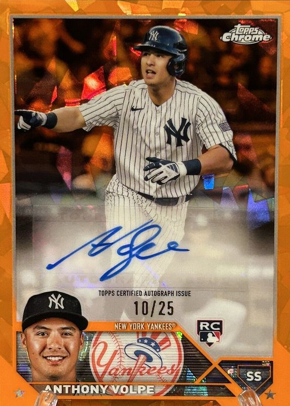 Anthony Volpe 2023 Topps Chrome Update Sapphire Edition #USA-AV Autographs - Orange /25 Rookie SGC 9.5