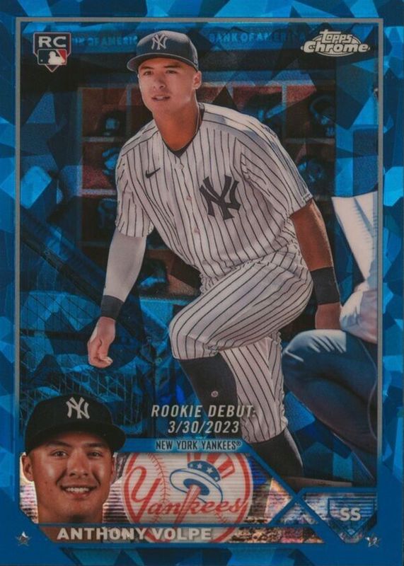 Anthony Volpe 2023 Topps Chrome Update Sapphire Edition #USCS163 Rookie Debut Rookie SGC 10