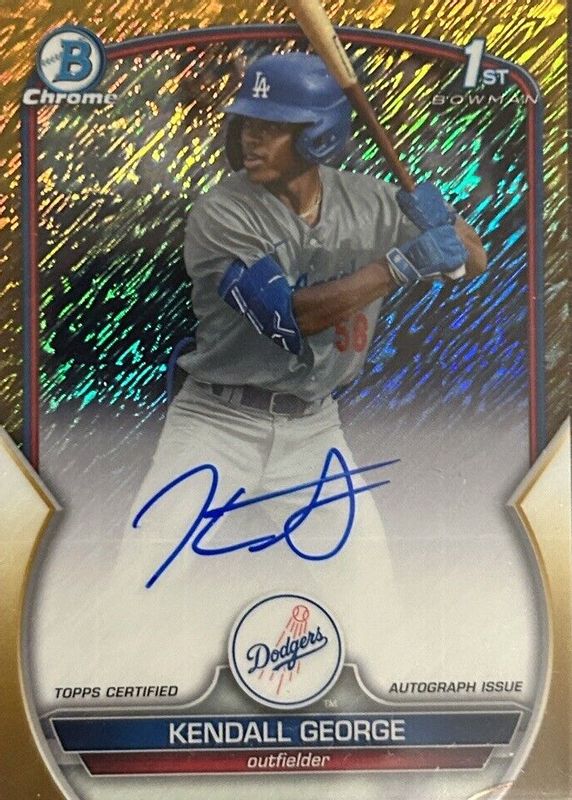 Kendall George 2023 Bowman Draft #CDA-KG Chrome DP Auto - Gold Shimmer Refractor /50 (1st) PSA 10