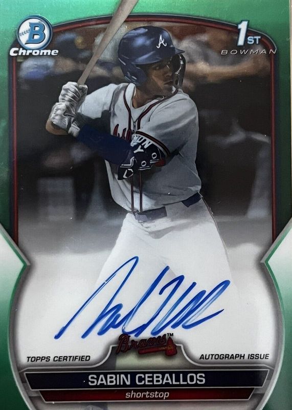 Sabin Ceballos 2023 Bowman Draft #CDA-SC Chrome DP Auto - Green Refractor /99 (1st) RAW