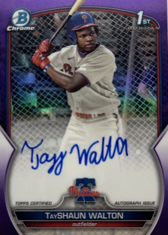 TayShaun Walton 2023 Bowman Draft #CDA-TWA Chrome DP Auto - Purple Refractor /250 (1st) RAW