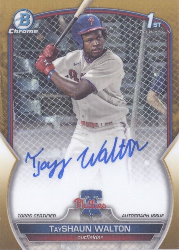 TayShaun Walton 2023 Bowman Draft #CDA-TWA Chrome DP Auto - Gold Refractor /50 (1st) RAW