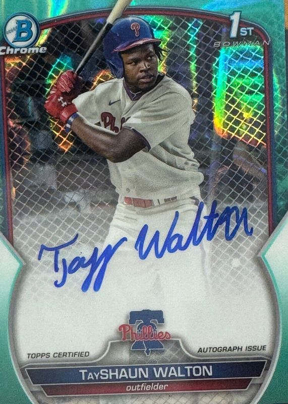TayShaun Walton 2023 Bowman Draft #CDA-TWA Chrome DP Auto - Aqua Lava Refractor /199 (1st) RAW
