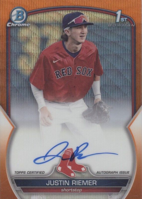 Justin Riemer 2023 Bowman Draft #CDA-JRI Chrome DP Auto - Orange Wave Refractor /25 (1st) RAW
