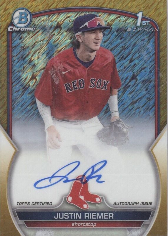 Justin Riemer 2023 Bowman Draft #CDA-JRI Chrome DP Auto - Gold Shimmer Refractor /50 (1st) RAW