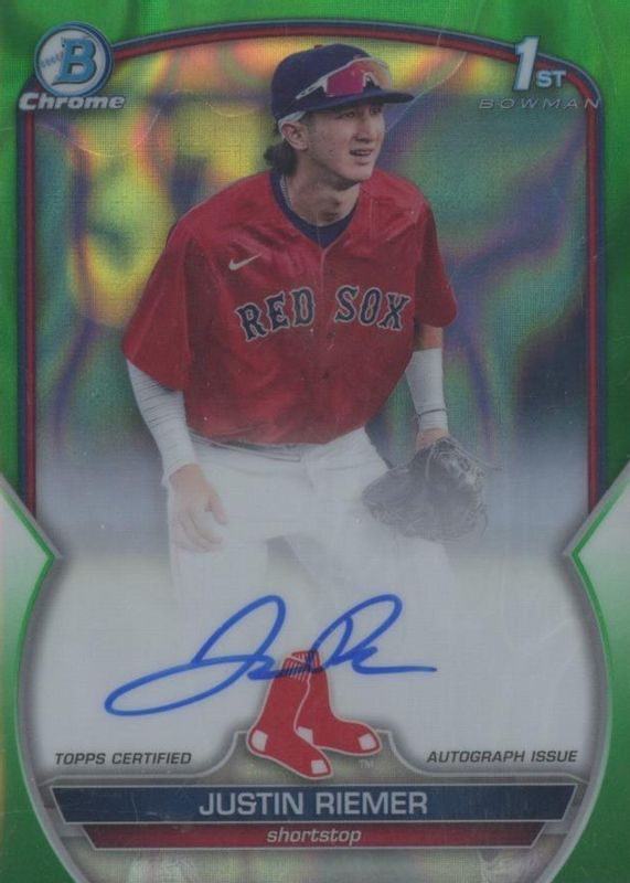 Justin Riemer 2023 Bowman Draft #CDA-JRI Chrome DP Auto - Green Lava Refractor /99 (1st) RAW