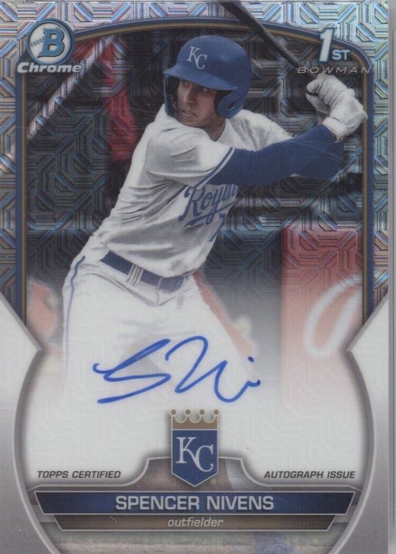 Spencer Nivens 2023 Bowman Draft #CDA-SN Chrome DP Auto - HTA Choice Mojo Refractor /150 (1st) RAW