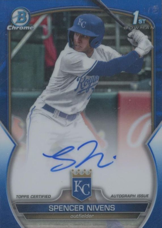Spencer Nivens 2023 Bowman Draft #CDA-SN Chrome DP Auto - Blue Refractor /150 (1st) RAW