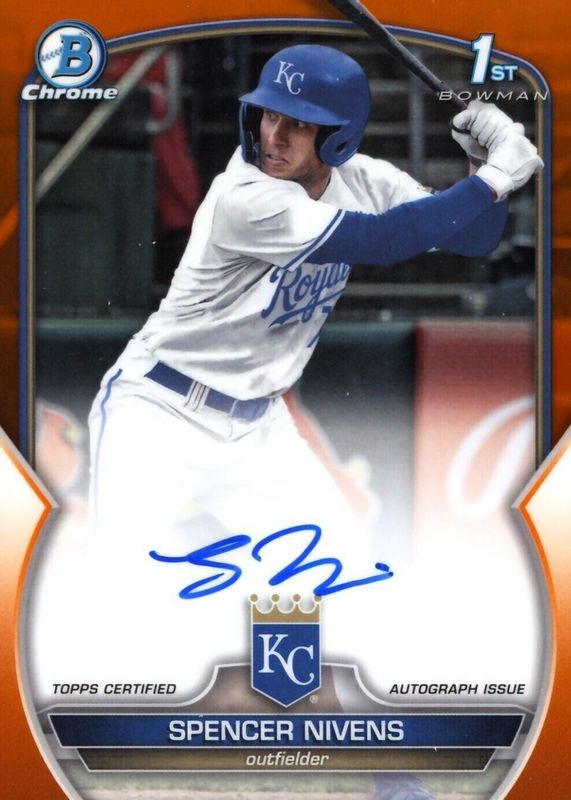 Spencer Nivens 2023 Bowman Draft #CDA-SN Chrome DP Auto - Orange Refractor /25 (1st) RAW