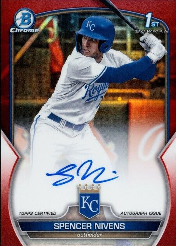 Spencer Nivens 2023 Bowman Draft #CDA-SN Chrome DP Auto - Red Refractor /5 (1st) RAW
