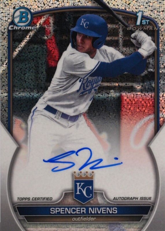 Spencer Nivens 2023 Bowman Draft #CDA-SN Chrome DP Auto - Sparkle Refractor /71 (1st) RAW