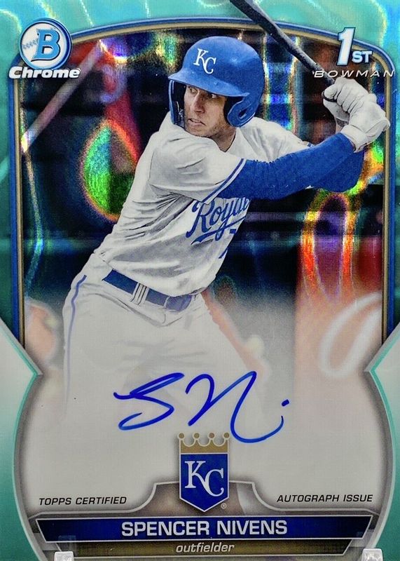 Spencer Nivens 2023 Bowman Draft #CDA-SN Chrome DP Auto - Aqua Lava Refractor /199 (1st) RAW