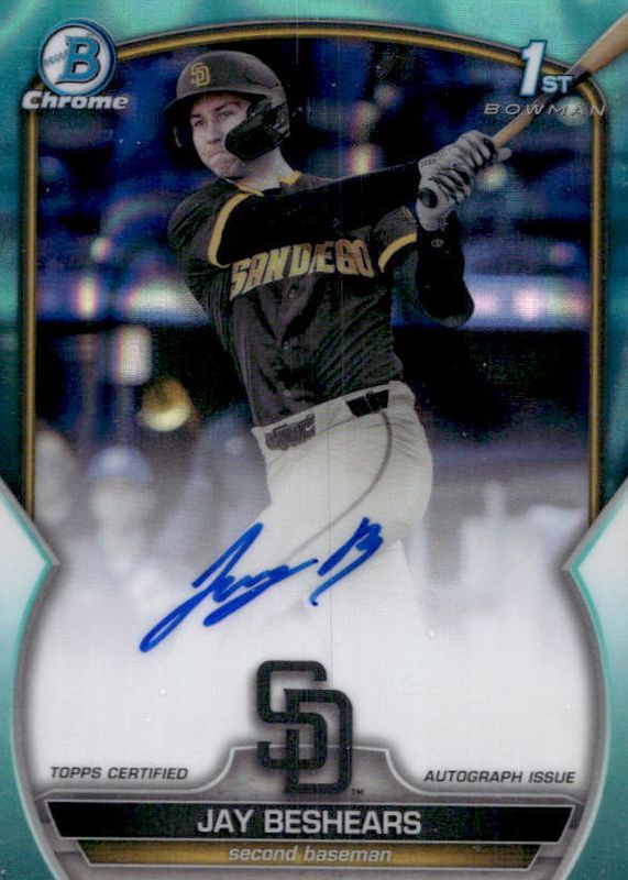 Jay Beshears 2023 Bowman Draft #CDA-JBE Chrome DP Auto - Aqua Lava Refractor  /199 (1st) Price Guide - Sports Card Investor