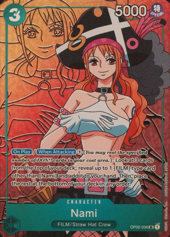 Nami 2023 Paramount War #OP02-036 Super Rare (Alternate Art) PSA 10