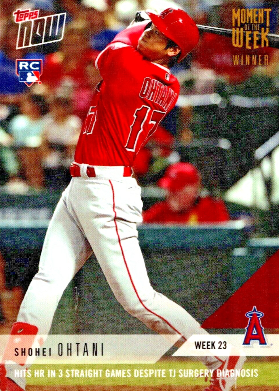 Shohei Ohtani 2018 Topps Now #MOW-23W Moment of the Week - Gold