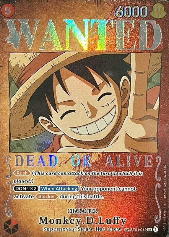 Monkey.D.Luffy 2023 Pillars of Strength #ST01-012 Super Rare (Wanted) PSA 10