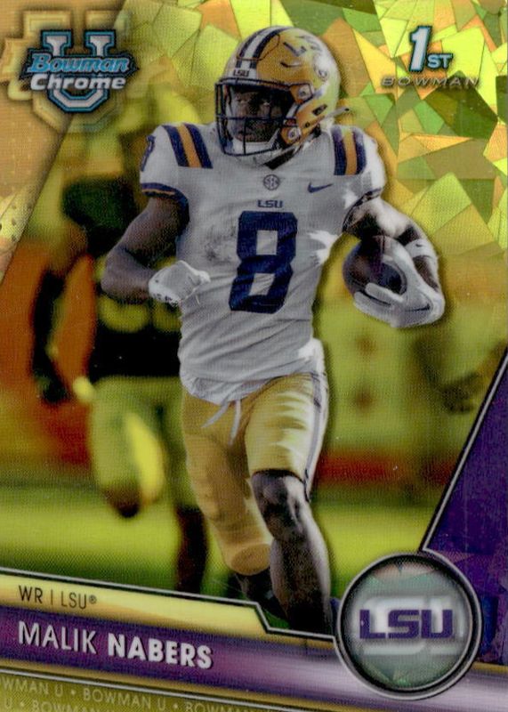 Malik Nabers 2023 Bowman Chrome University Sapphire Edition #74 Yellow /75 (1st) RAW